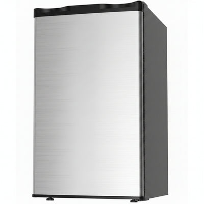 3.2 Cu.Ft Mini Refrigerator with Freezer, Single Door Small Refrigerator, Energy Saving Small Fridge with Adjustable Thermostat, Removable Glass Shelves for Bedroom, Dorm, Office, Desk Fridge, Silver
