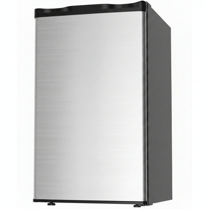3.2 Cu.Ft Mini Refrigerator with Freezer, Single Door Small Refrigerator, Energy Saving Small Fridge with Adjustable Thermostat, Removable Glass Shelves for Bedroom, Dorm, Office, Desk Fridge, Silver
