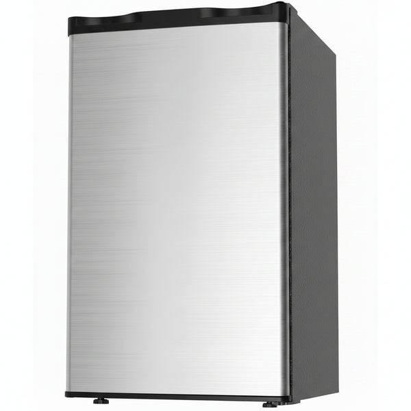 3.2 Cu.Ft Mini Refrigerator with Freezer, Single Door Small Refrigerator, Energy Saving Small Fridge with Adjustable Thermostat, Removable Glass Shelves for Bedroom, Dorm, Office, Desk Fridge, Silver