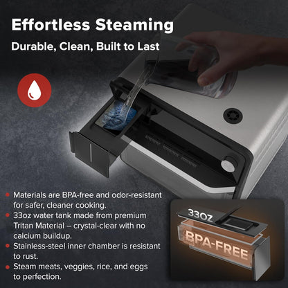 Pfas-Free Steam Oven & Air Fryer, All-In-One Convection Cooker | Precision Steam Control, Toast, Air Fry, Sous Vide & More, Juicier Meats, 120 Presets, 50–450°F, Stainless Steel