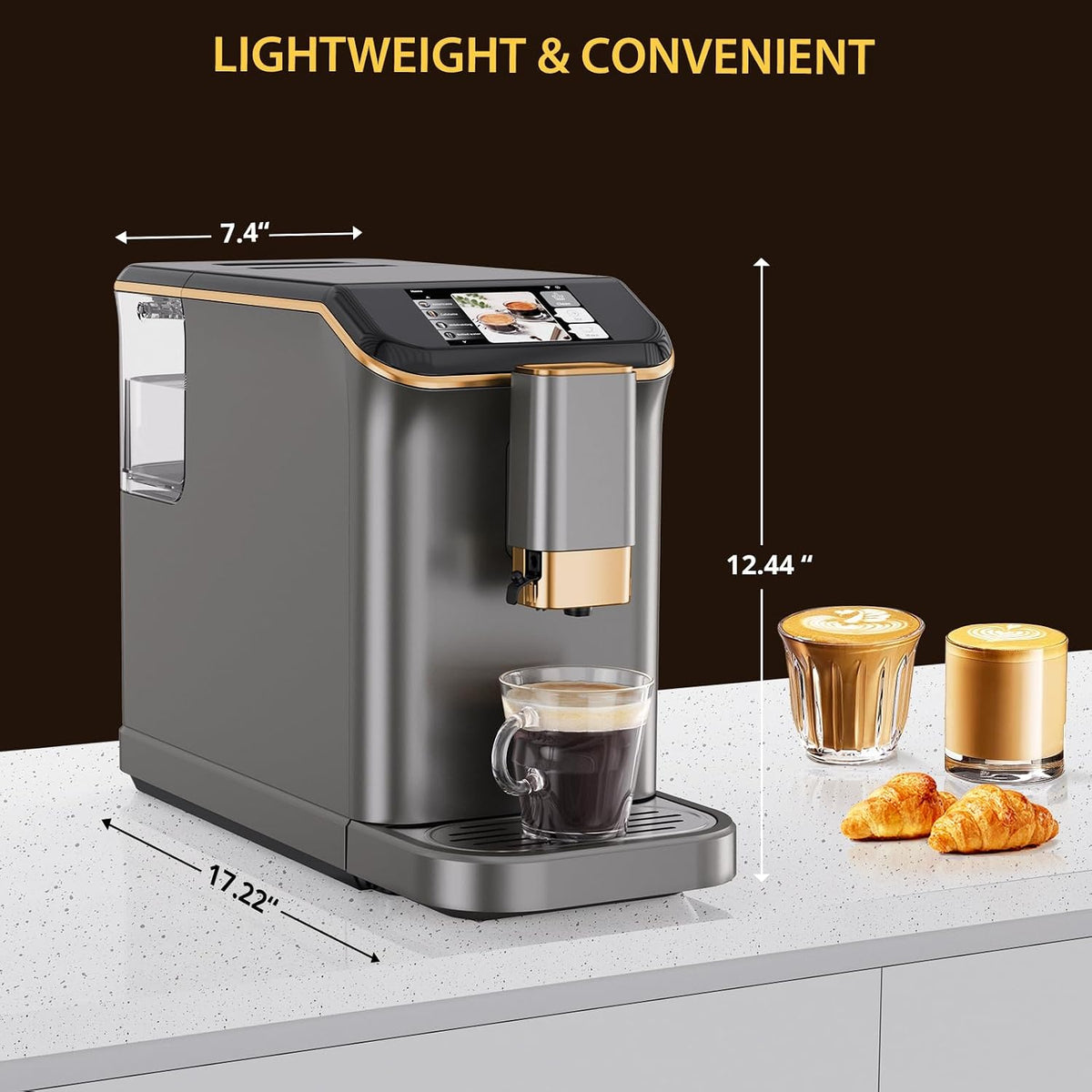 Premium Espresso Maker with Automatic Milk Frother - Super Automatic Espresso Machine 20 Bar Pressure, 1350W Power, Ideal Gift for Coffee Lovers, Manual Espresso Machine Easy Cleanup