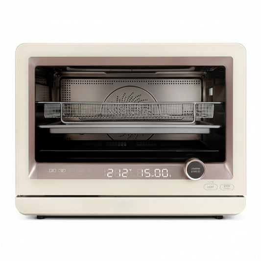 7-In-1 Steam Convection Oven Countertop with Air Fry, Bake, Sous Vide, Ferment, Built-In Recipes | Anti-Scalding, Self Clean, Food-Grade Stainless Steel Cavity & Accessories | 1500W